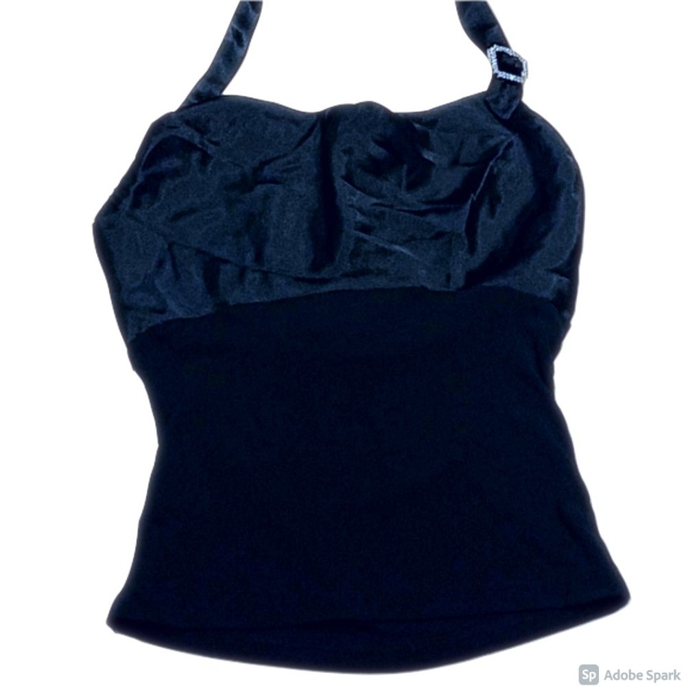 Cache Black Embellished Halter Top Medium - image 1